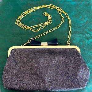 French Connection ✨Sparkly Purple Clutch✨Gold Crossbody ⛓️ chain strap d…